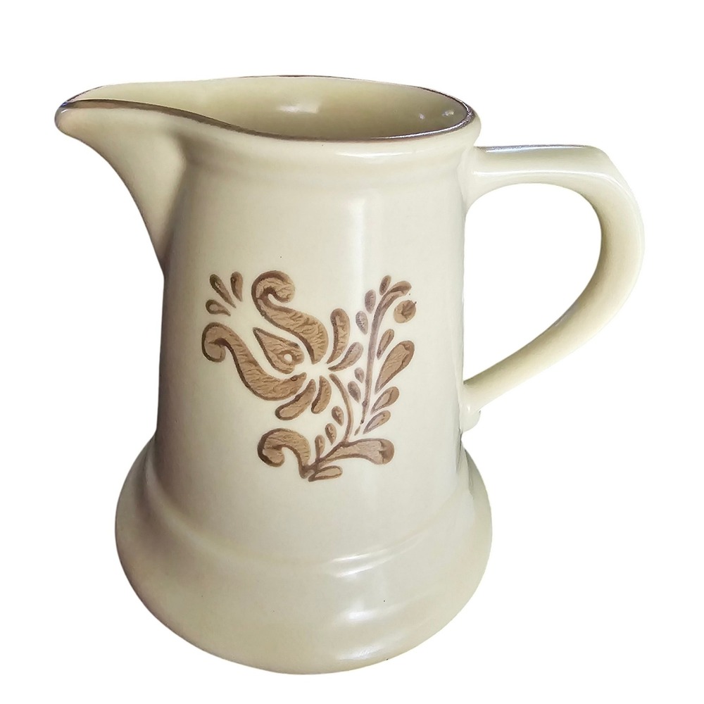 Pfaltzgraff Village Stoneware Creamer Brown Floral Cream Made in USA 5.25 Inch